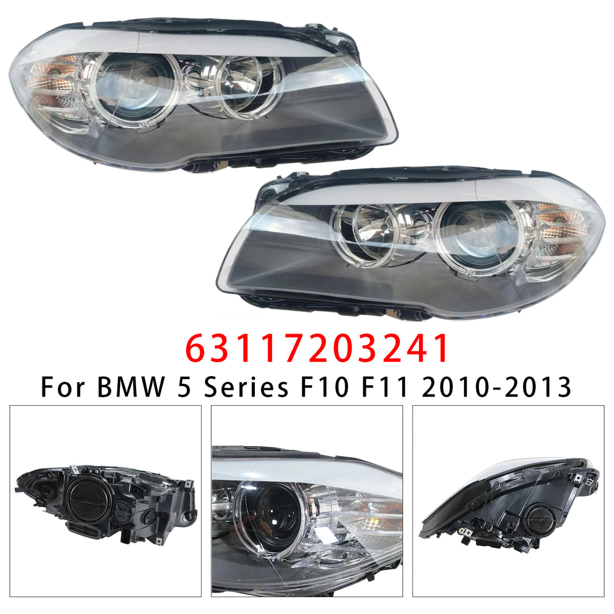 Phare Avant Gauche+Droit Halogène Avec LED DRL Pour BMW Série 5 2010-2013