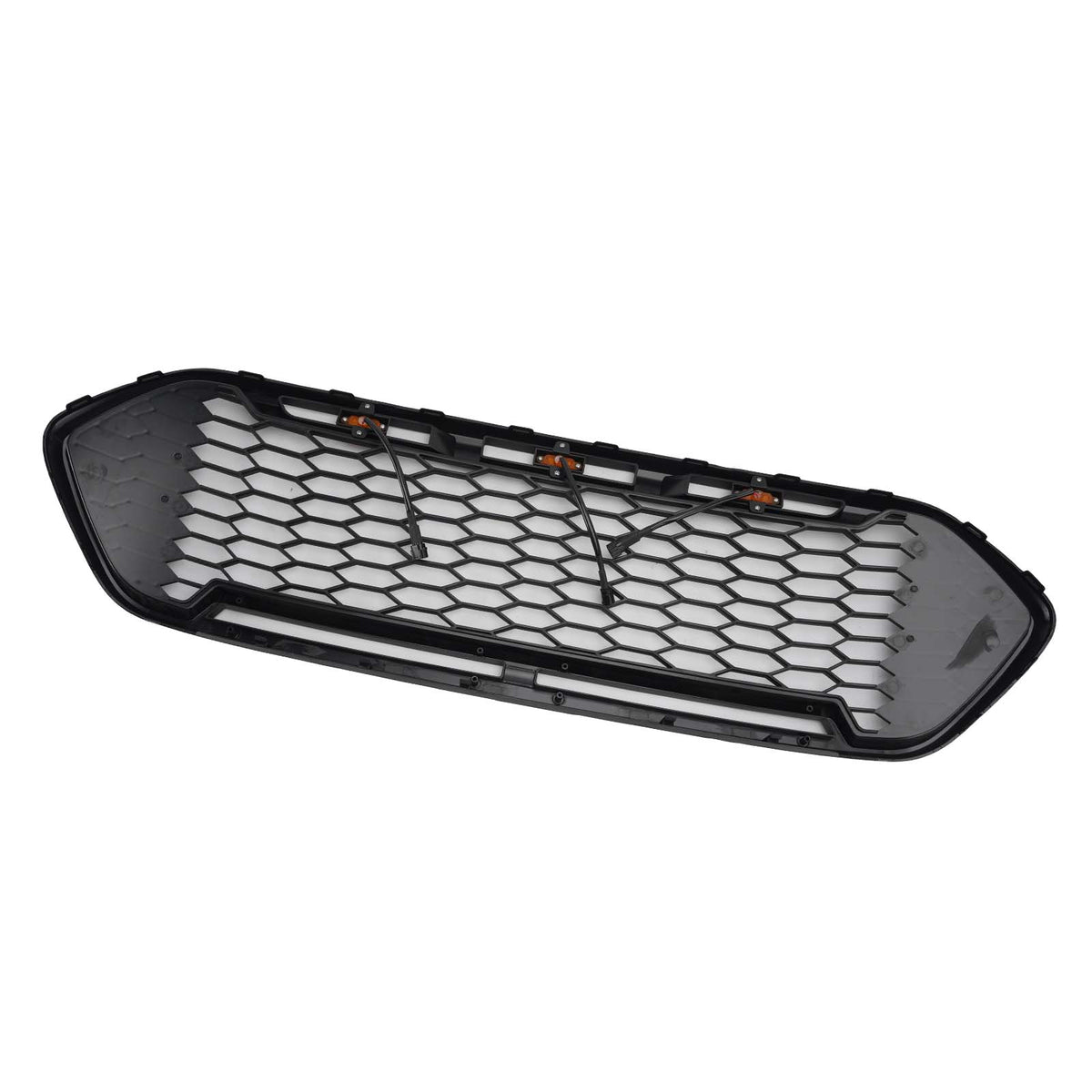 Mattschwarzer Frontstoßstangengrill für Ford Transit Custom Trail 2018–2023 mit 3 LEDs
