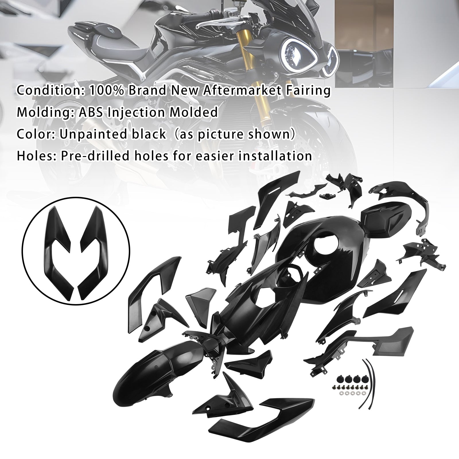 Ongelakte, geïnjecteerde kuip voor Street Triple 765 R/RS (2023-2025)