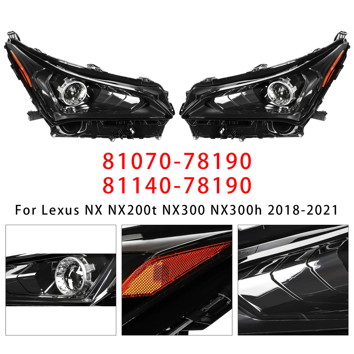 Levi+desni LED žaromet 81070-78190 za Lexus NX NX200t NX300 NX300h 2018-2021
