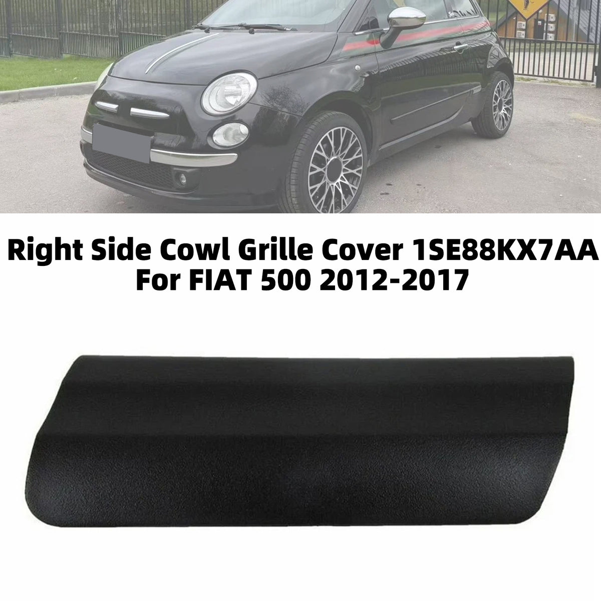 Cache de grille de tablier côté droit 1SE88KX7AA pour FIAT 500 2012-2017