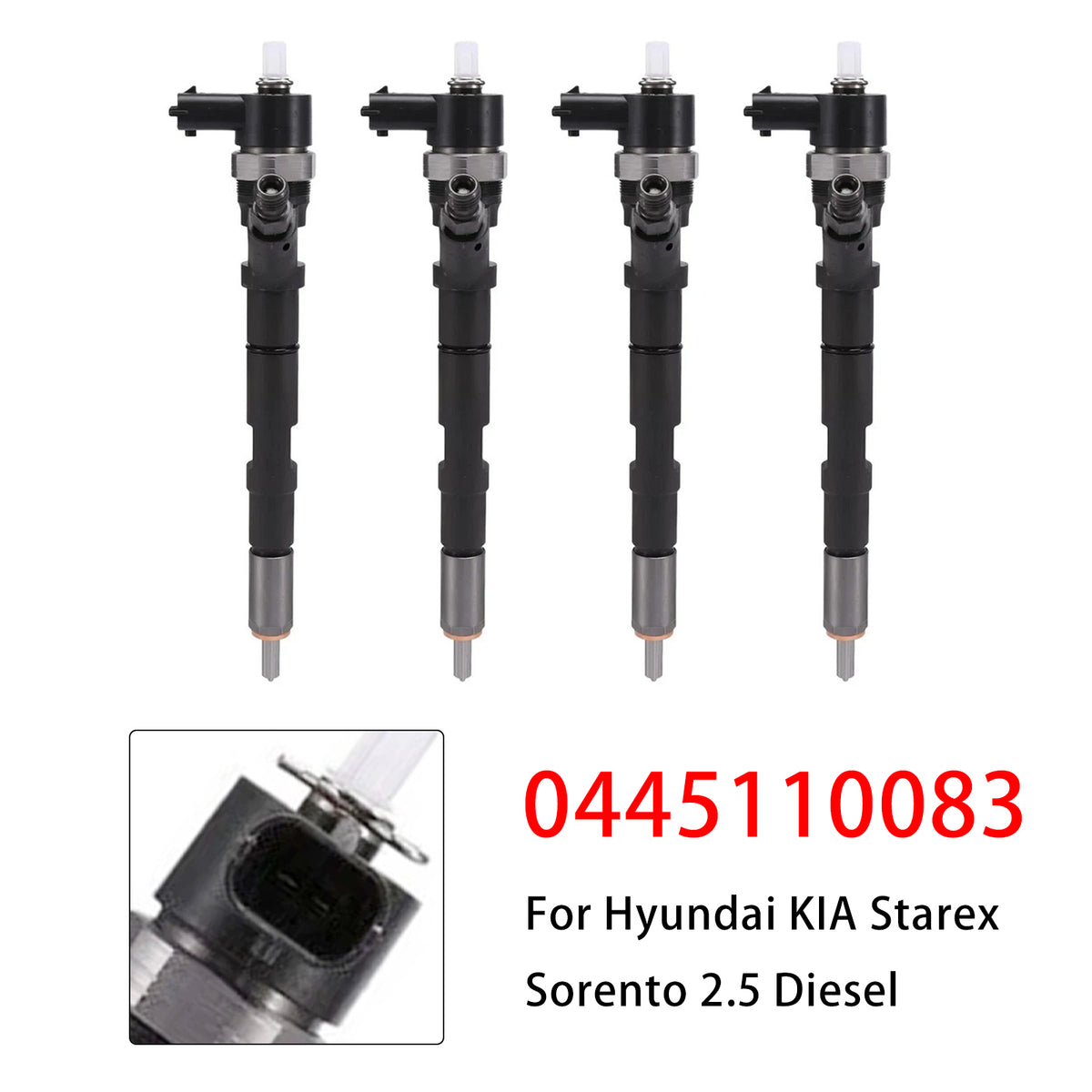 Inyector de combustible 4X para Hyundai KIA Starex Sorento 2,5 diésel 0445110083