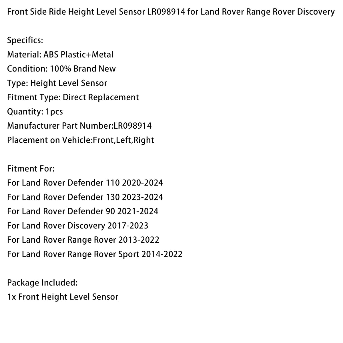 Höhensensor der Vorderradaufhängung LR098914 für Land Rover Range Rover
