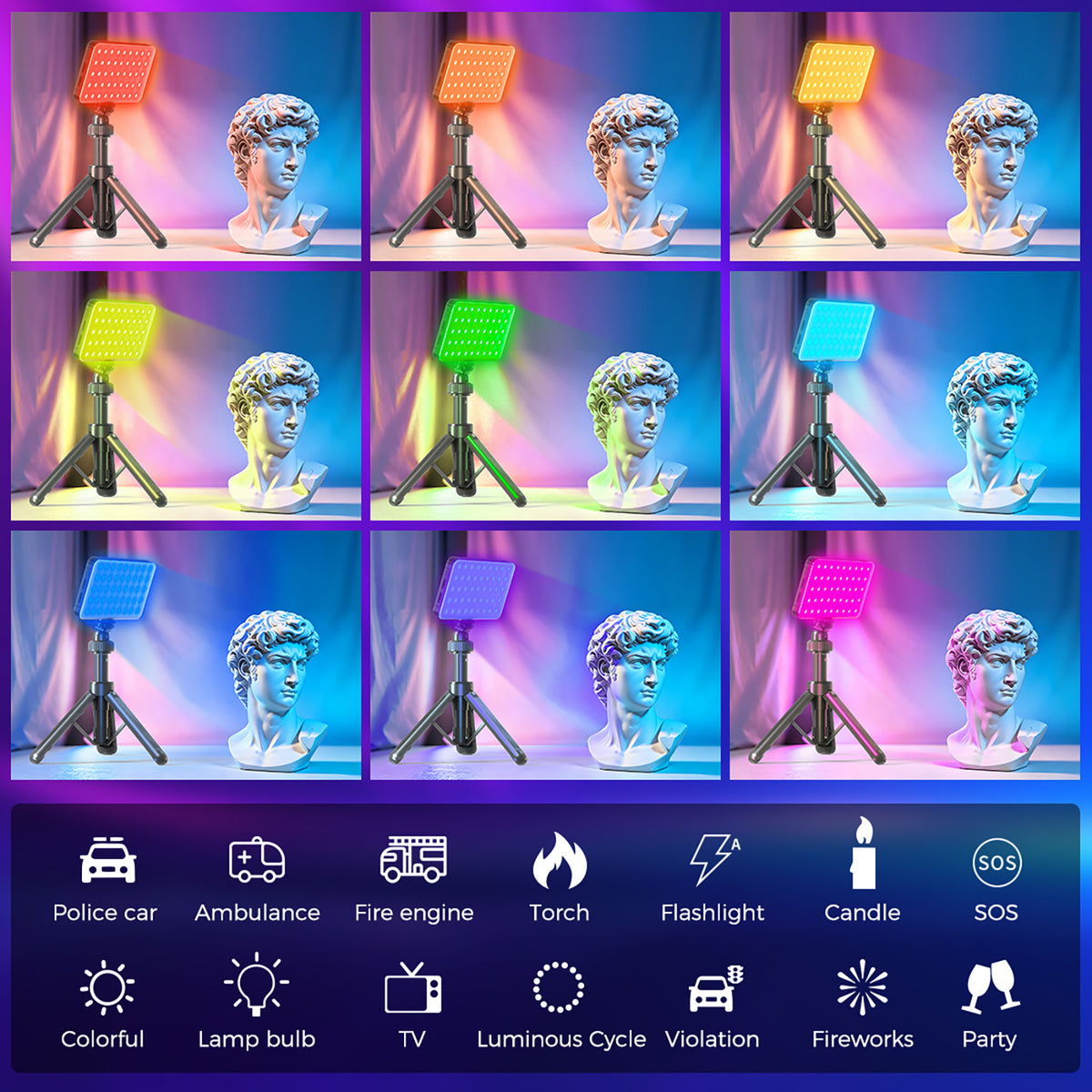 linterna portátil a todo color de luz de relleno de luz de vídeo LED iRealX4 RGB
