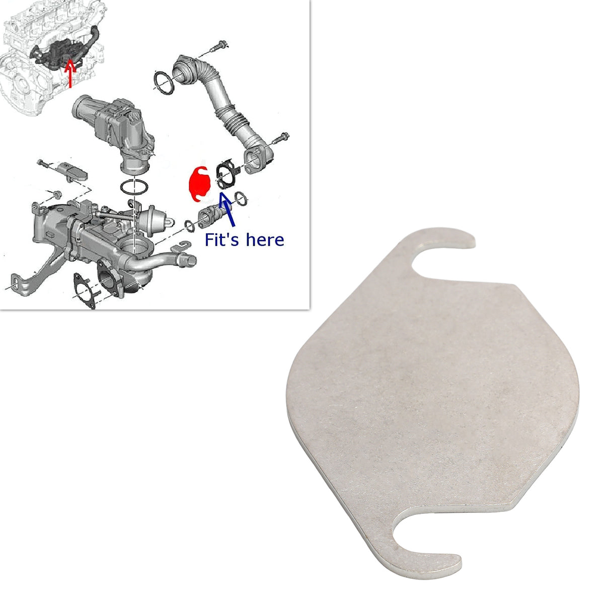 Plaque réparation EGR pour Peugeot Citroen 1.6L HDi Euro5 8 soupapes C3 C4