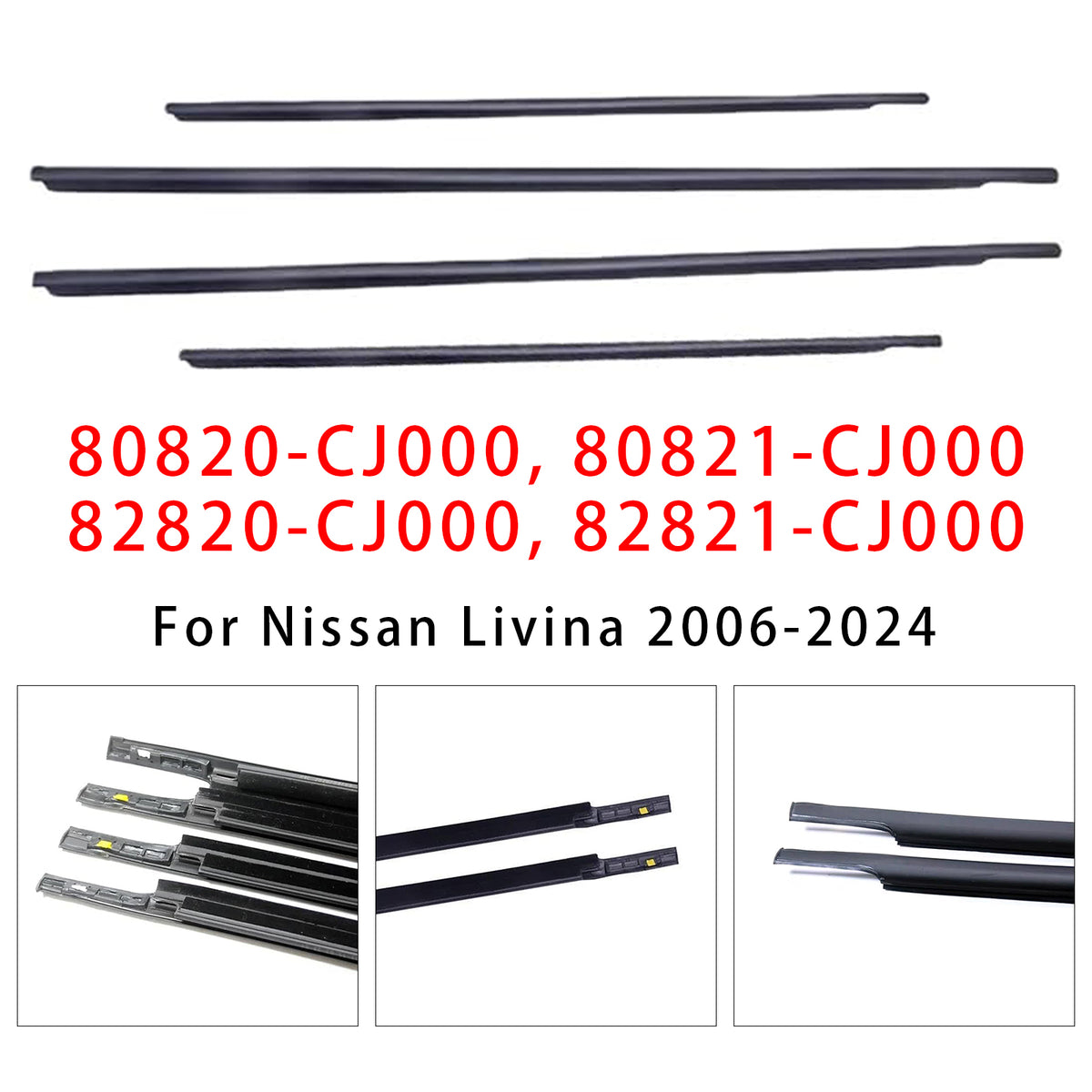 4PCS Garniture de porte extérieure Pour Nissan Livina 2006-2024