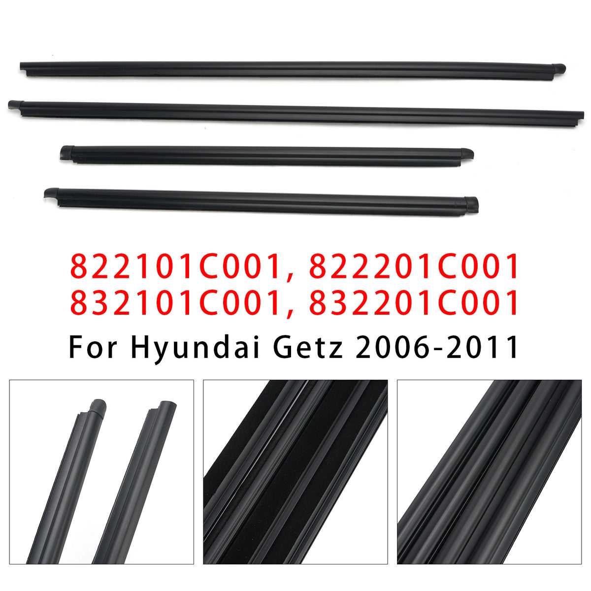 Sello de moldura de puerta de 4 piezas para Hyundai Getz 2006-2011