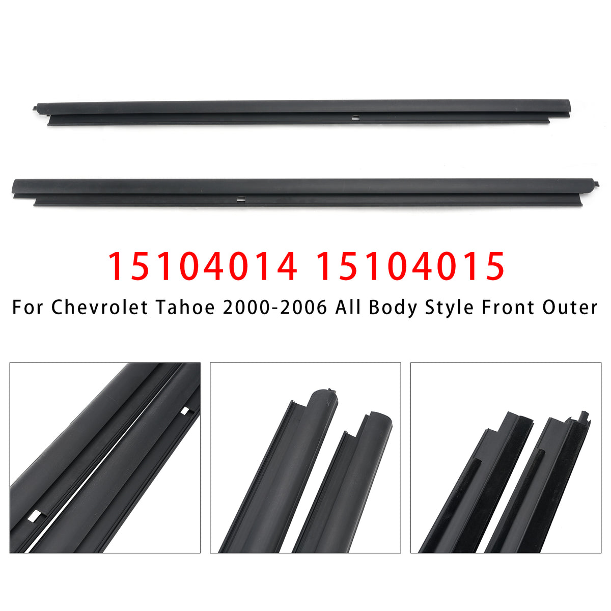 2 juntas de sellado para hoja de ventana exterior delantera para Chevy Silverado GMC