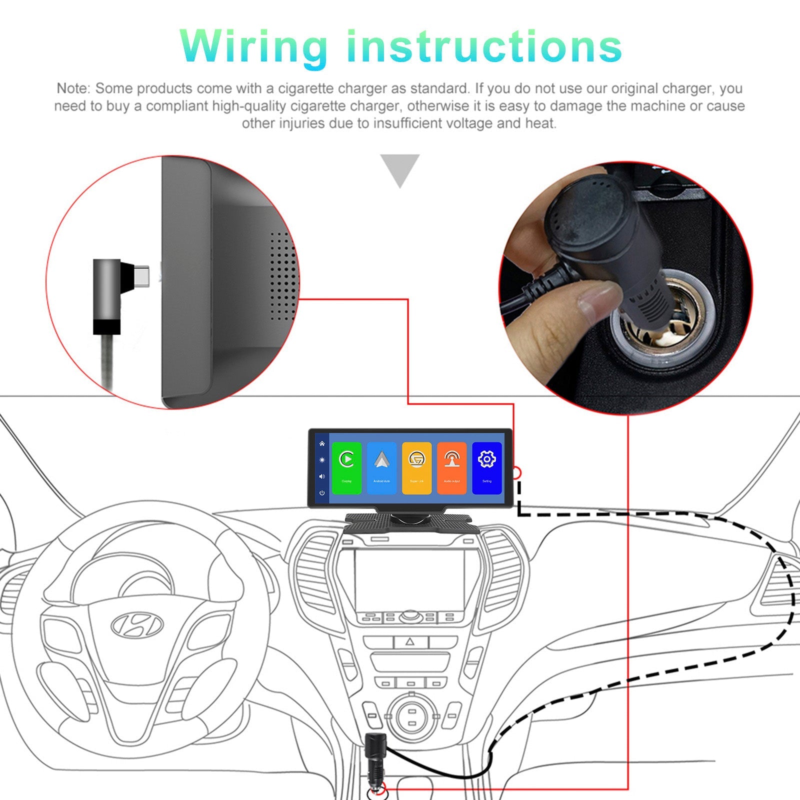 Boordnavigatiesysteem met 10,26 inch HD-scherm, CarPlay en 12 inch LED-camera.