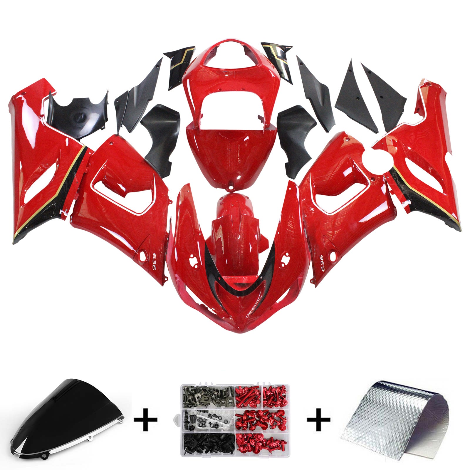 Kit de carénage par injection, carrosserie en plastique ABS, compatible avec Kawasaki ZX6R 636 2005-2006