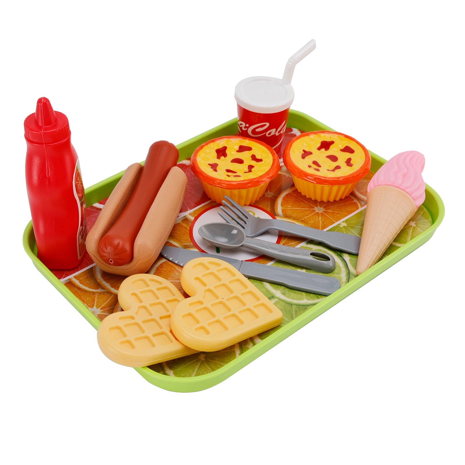 Ensemble de cuisine pour enfants, tarte aux œufs, gaufres, glaces, boissons