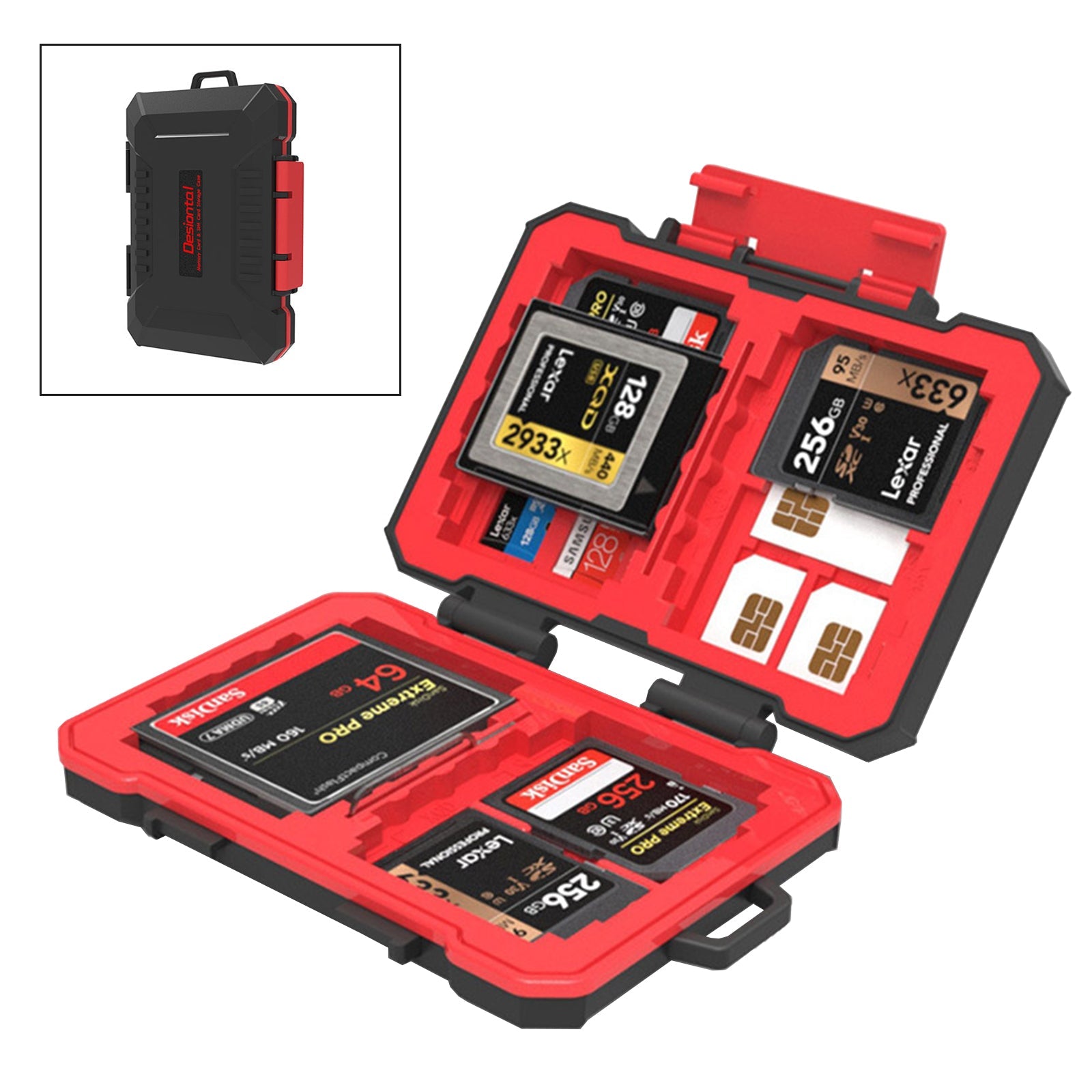 Camera-geheugenkaart beschermdoos, waterdichte en anti-val SD-kaart opbergdoos