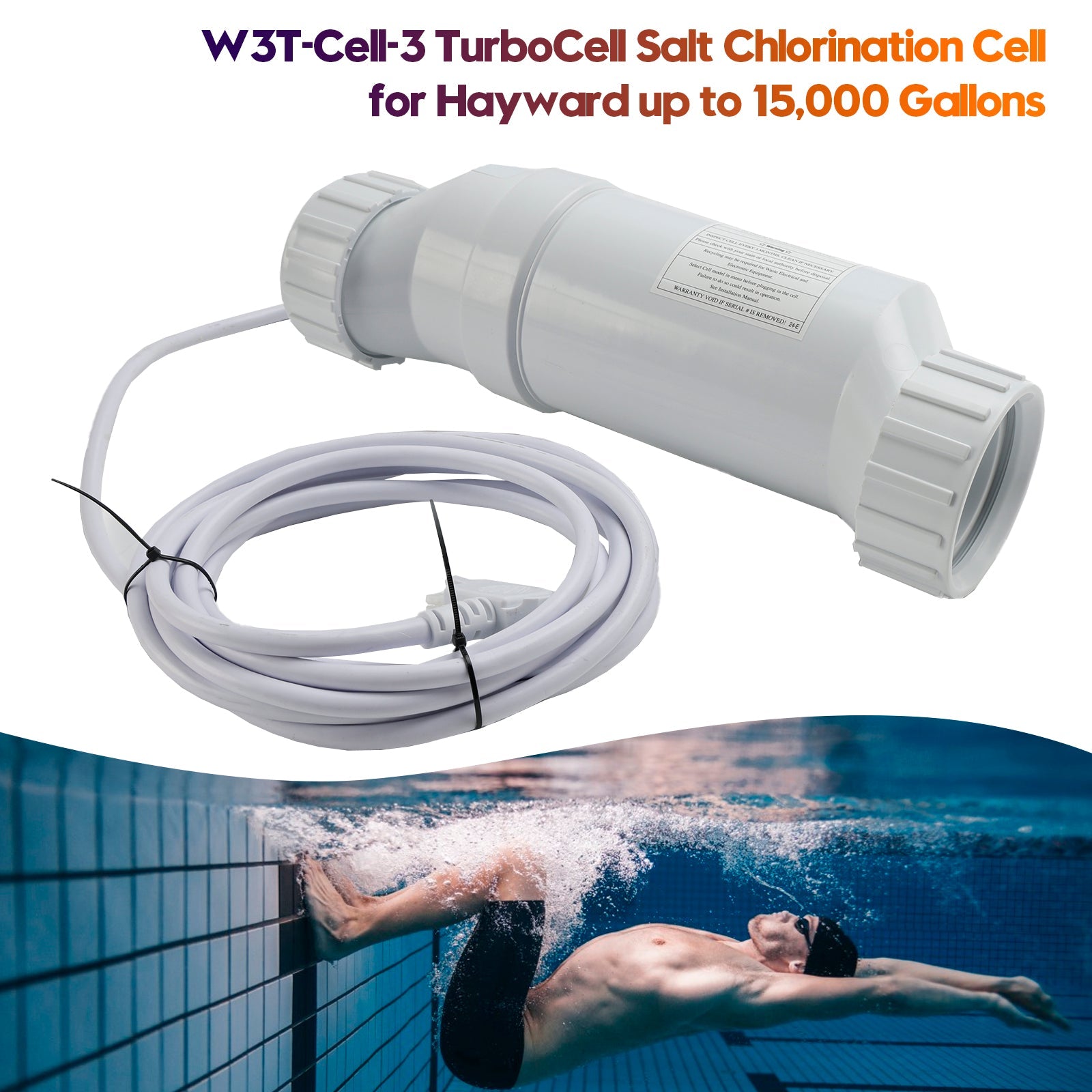 Cellule de chloration au sel TurboCell W3T-Cell-3 pour Hayward jusqu'à 15 000 gallons