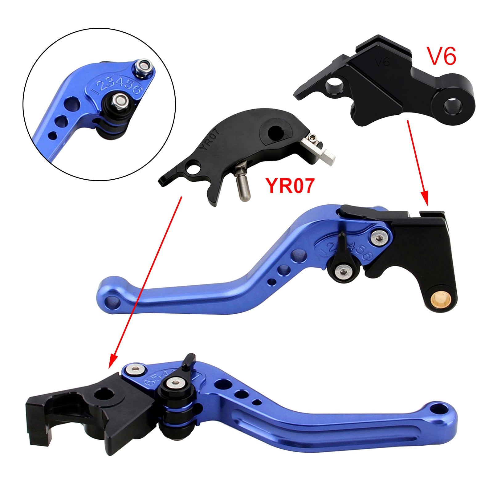 Nouveau levier de frein et d'embrayage court compatible avec YAMAHA XSR900 XSR900GP MT-09 MT-09SP 24-25