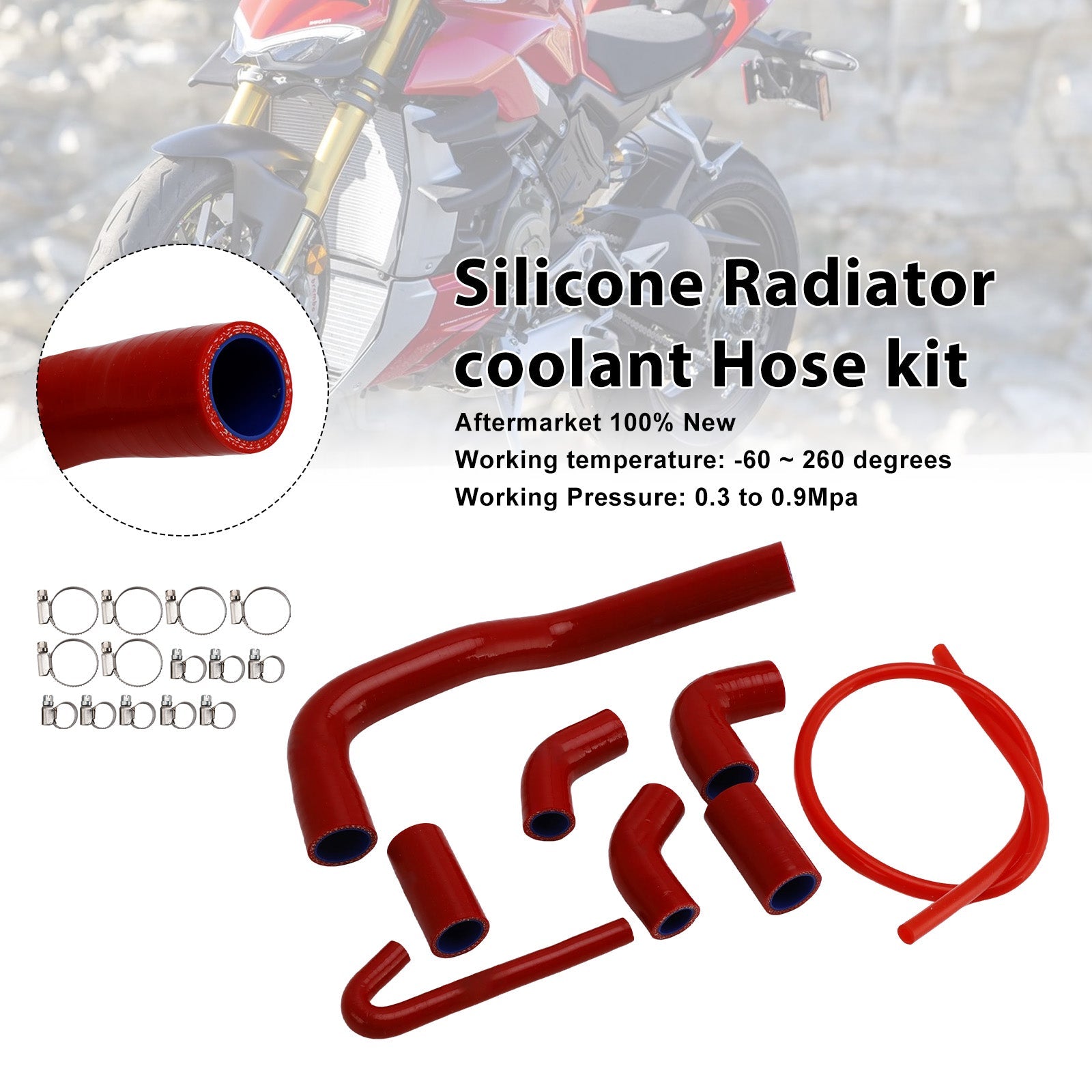 Durite de refroidissement en silicone pour radiateur Ducati Streetfighter V4 V4S (2020-2025)