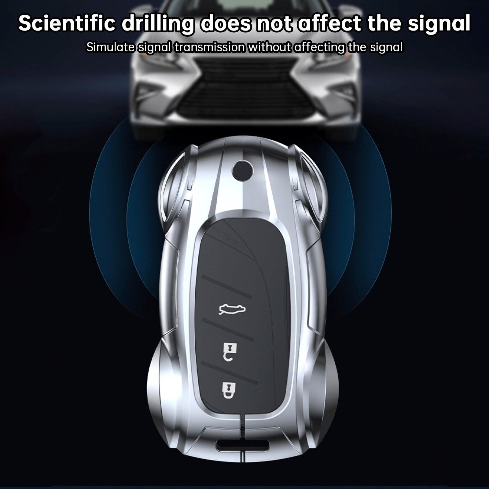 Étui argenté en cuir, alliage de zinc et pour clé de voiture Lexus ES260h/RX350h/LS500h