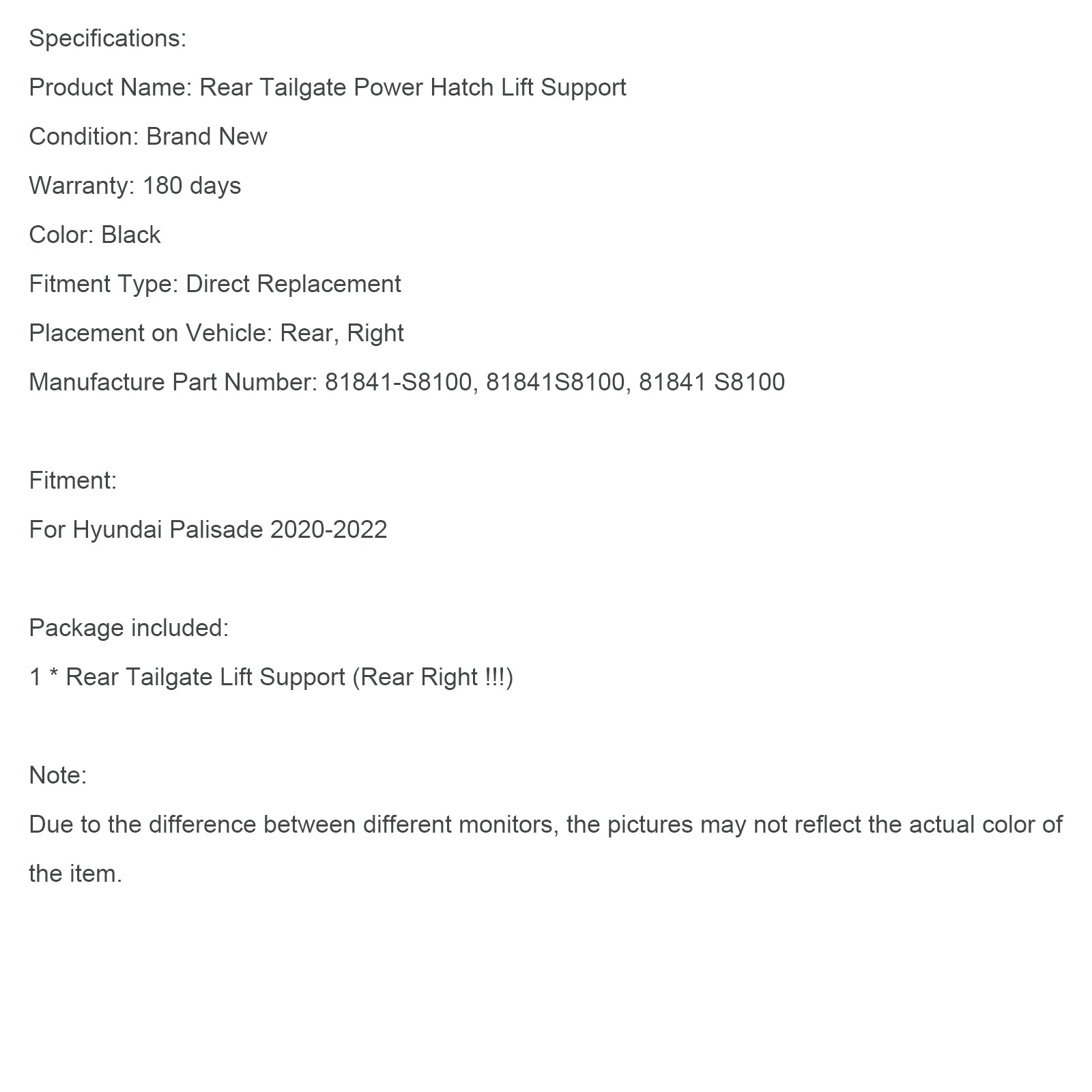 Sklop desnega pogona za Hyundai Palisade Power Tailgate 2020-2022 81841S8100