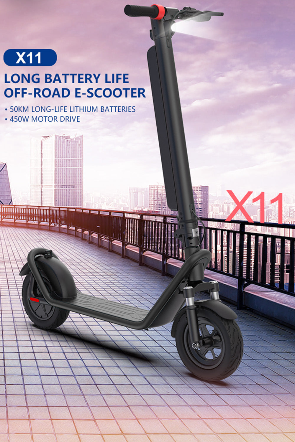 Scooter elettrico pieghevole da 10 pollici con trazione posteriore in lega di alluminio ammortizzante per adulti
