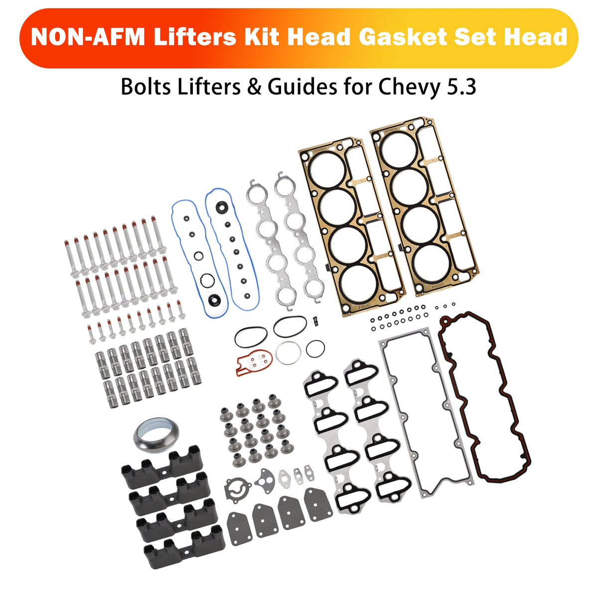 Kit de poussoirs de soupapes (HT2148) pour GMC Envoy XUV 5.3L 5328CC 325CID V8 OHV NON-AFM, comprenant joint de culasse, boulons de culasse et guides.