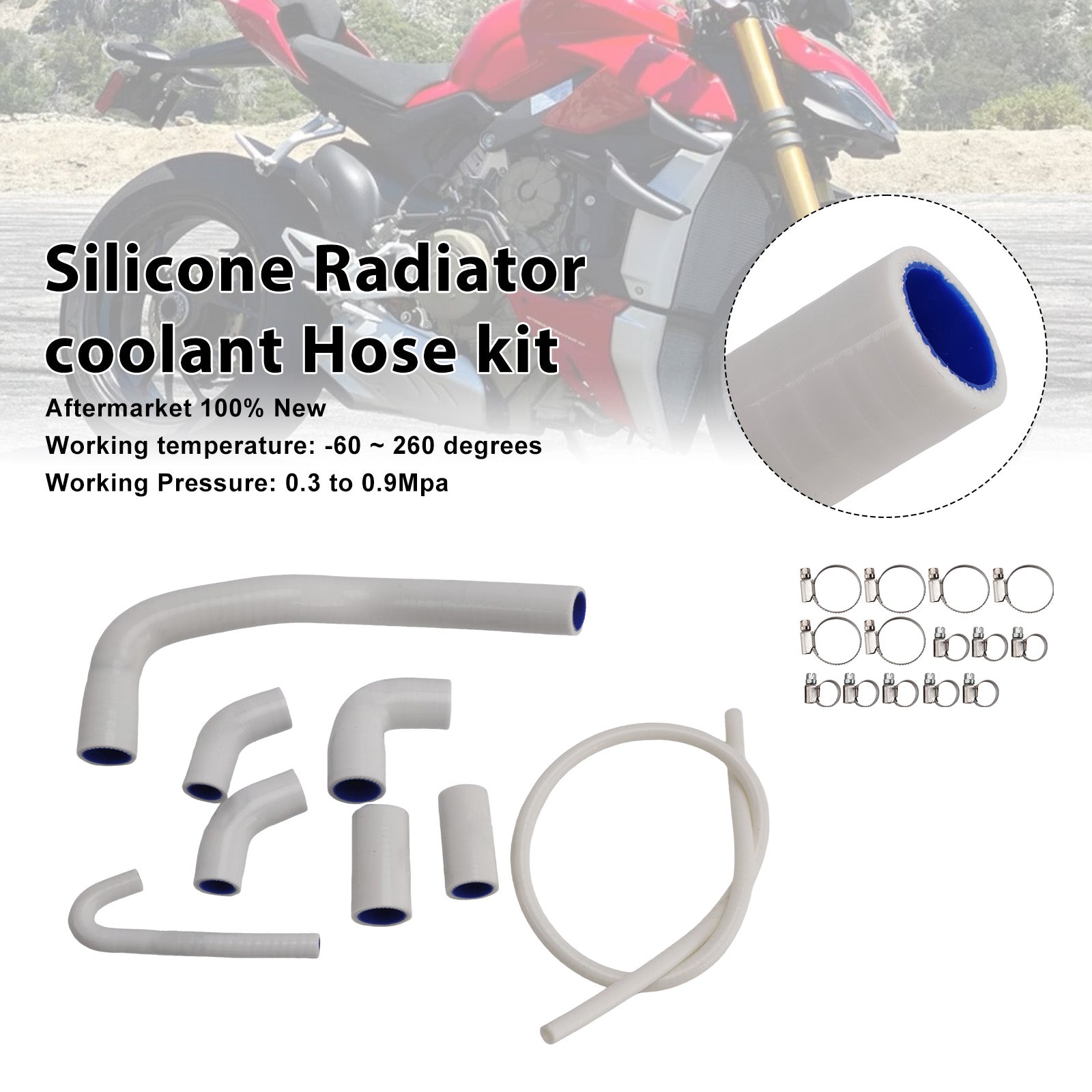 Durite de refroidissement en silicone pour radiateur Ducati Streetfighter V4 V4S (2020-2025)