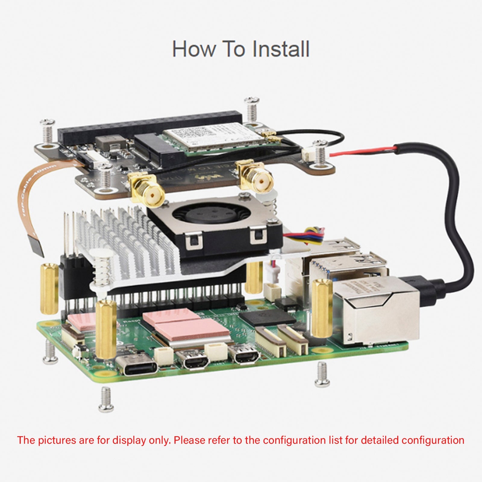 Carte d'extension Raspberry Pi 5 PCIe vers M.2 E Key pour carte réseau sans fil NGFF