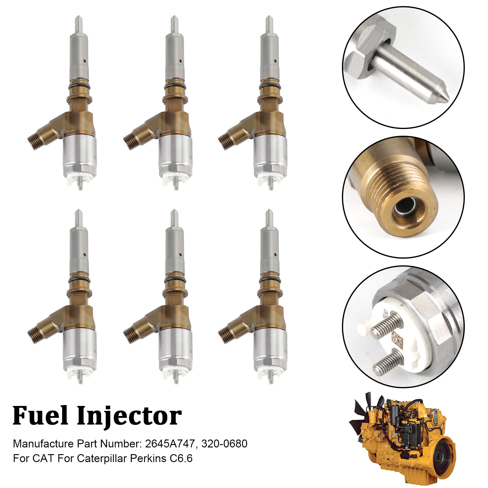 Kot dla Caterpillar Perkins C6.6 6 sztuk wtryskiwaczy paliwa 2645A747 320-0680