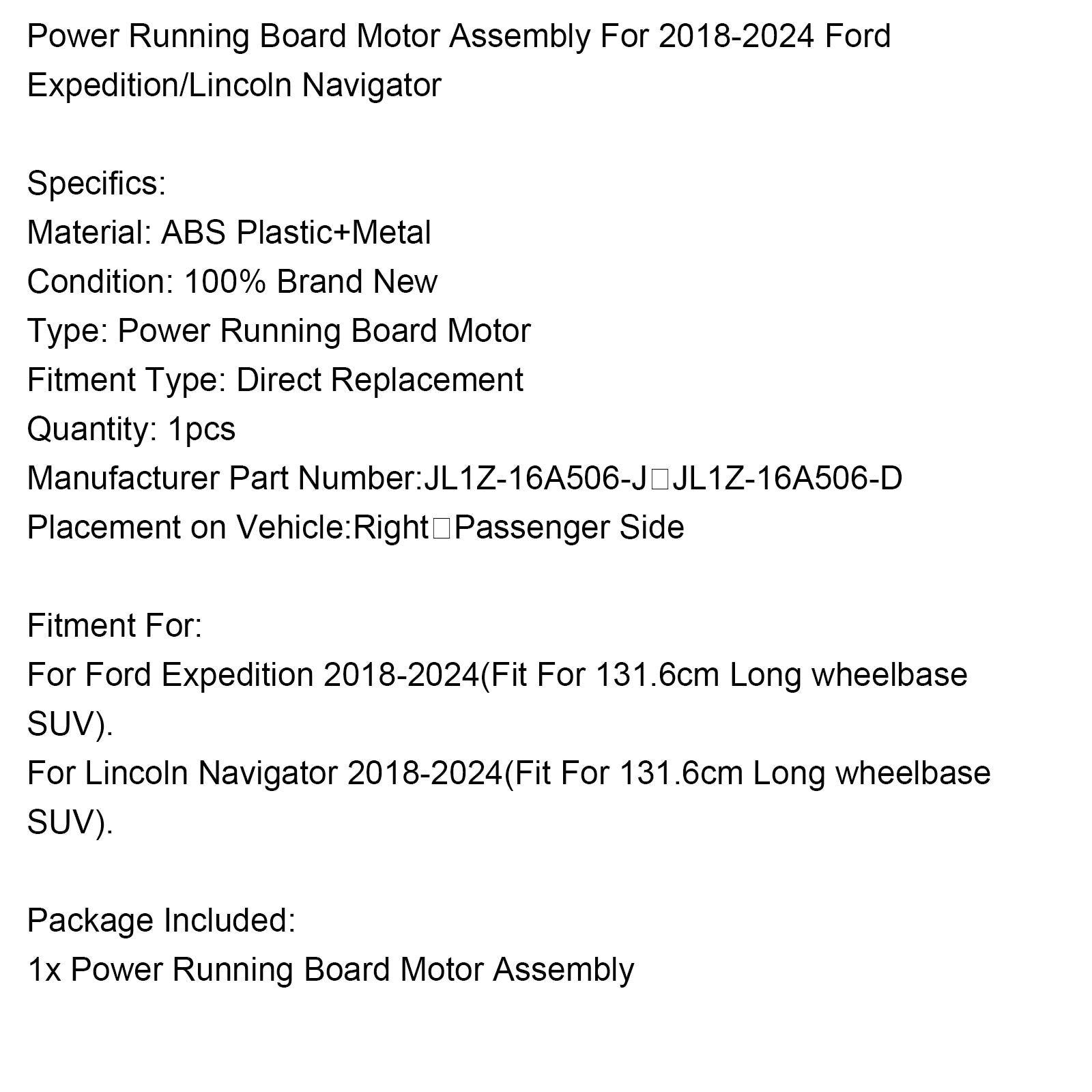 Electric Walking Engine JL1Z-16A506-D per Ford Expedition Navigator 2018-2024