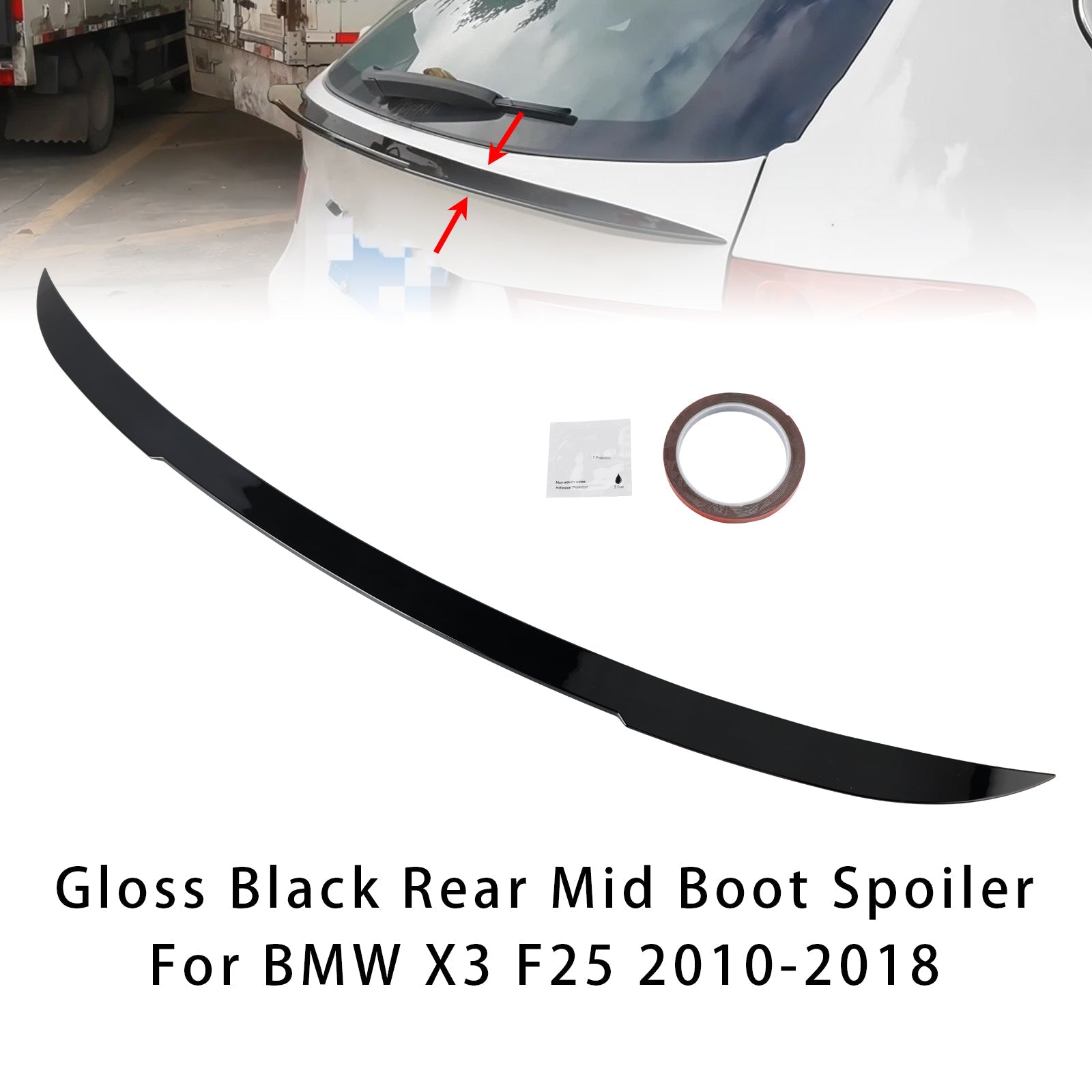 Aileron de coffre arrière central noir brillant pour BMW X3 F25 2010-2018