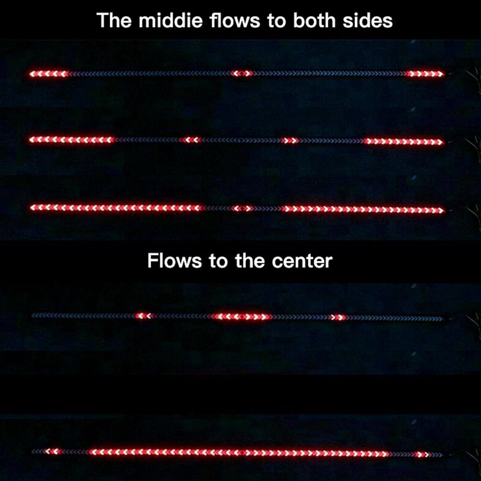 Tira de luces LED traseras para coche y camión, intermitentes dinámicos en forma de D'espina de pescado, 1,5 metros