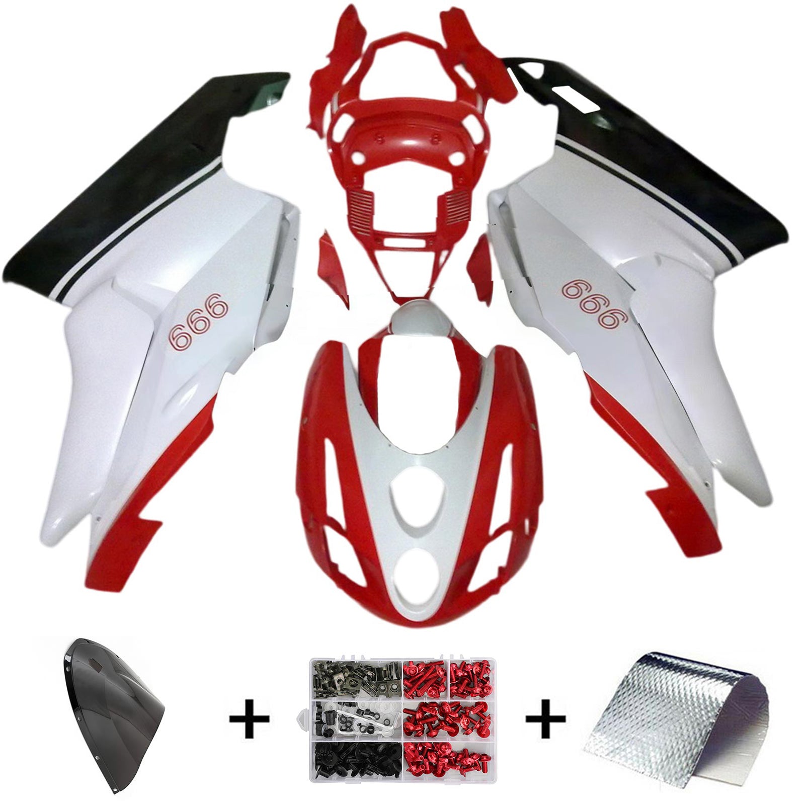 Kit de carénage en plastique ABS compatible avec Ducati 999 749 2003-2004