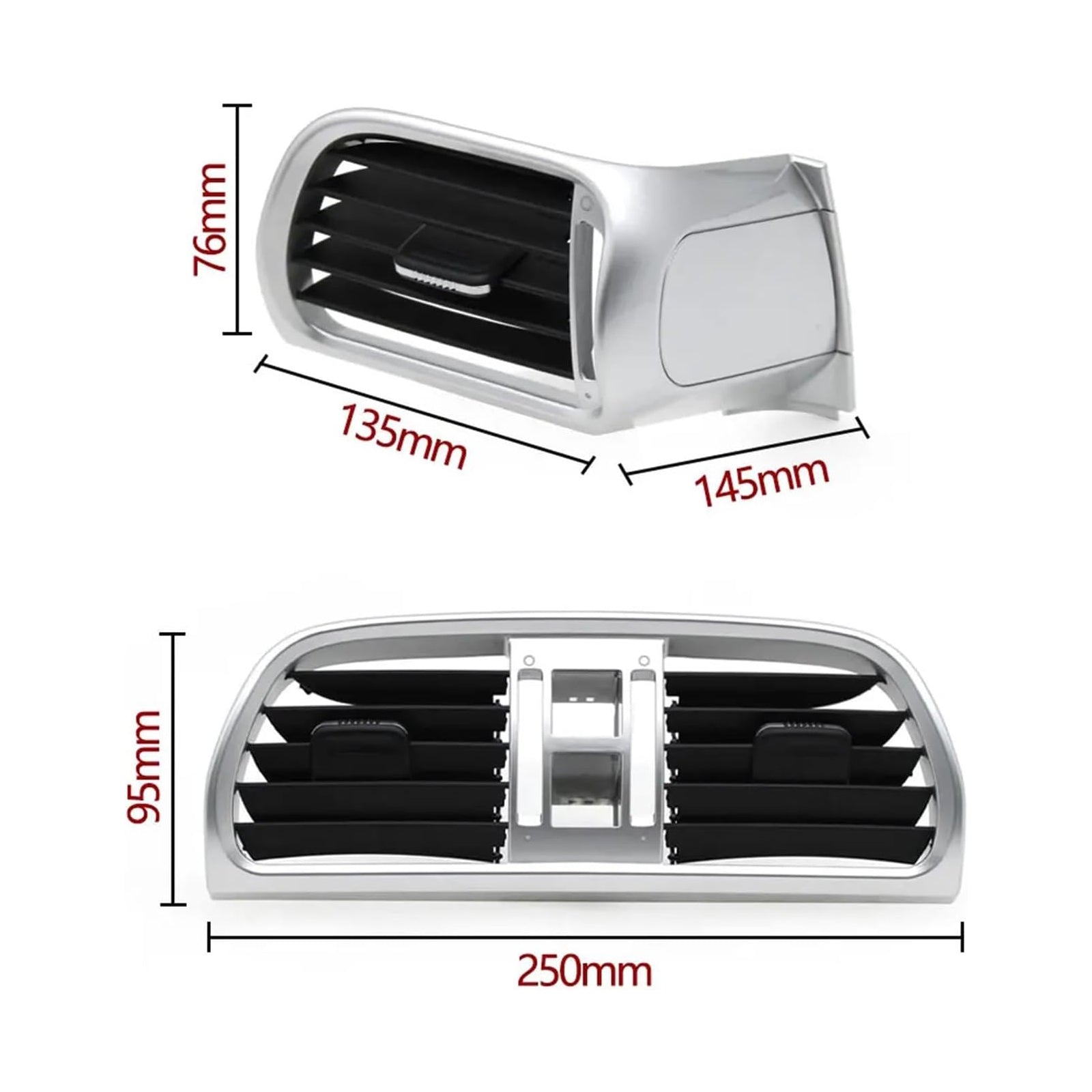 Copertura della presa d'aria centrale sinistra/destra in argento per Porsche 997 Targa (2004-2011) - Numeri di parte : 99755214105, 99755213105, 99755213205