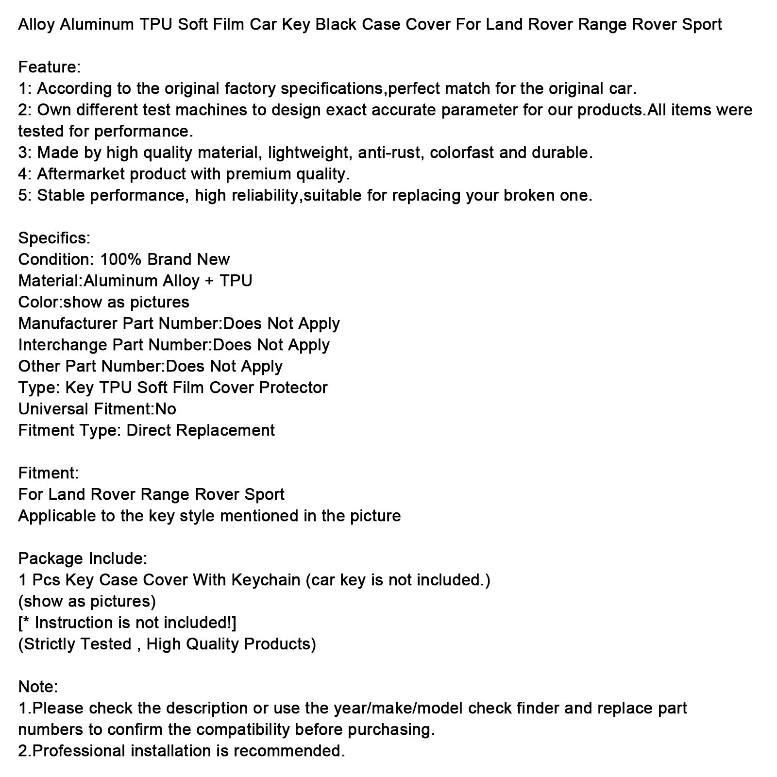 Zwarte aluminium romp&Zacht TPU aluminium voor Land Rover autosleutel