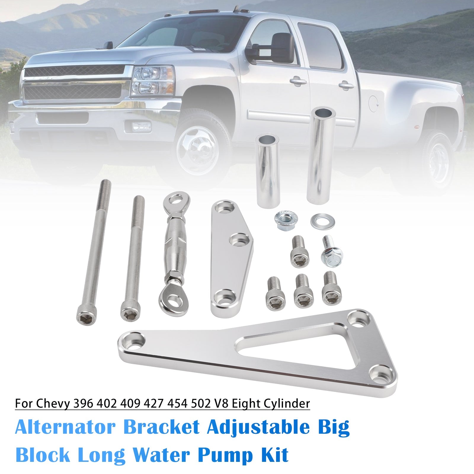 Verstelbare lange waterpompset voor Chevy 396, 402, 409, 427, 454 en 502 (8-cilinder) V8-motoren.