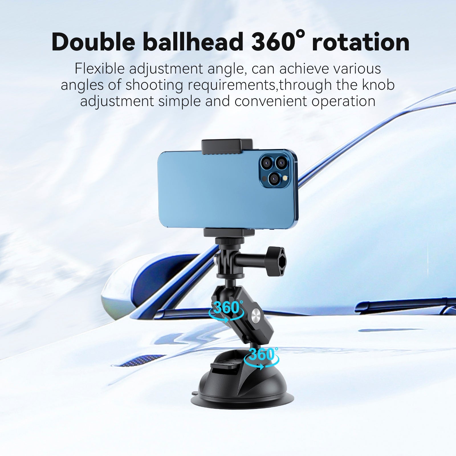 Support ventouse universel léger et robuste pour DJI GoPro 13/Insta 360 Go3