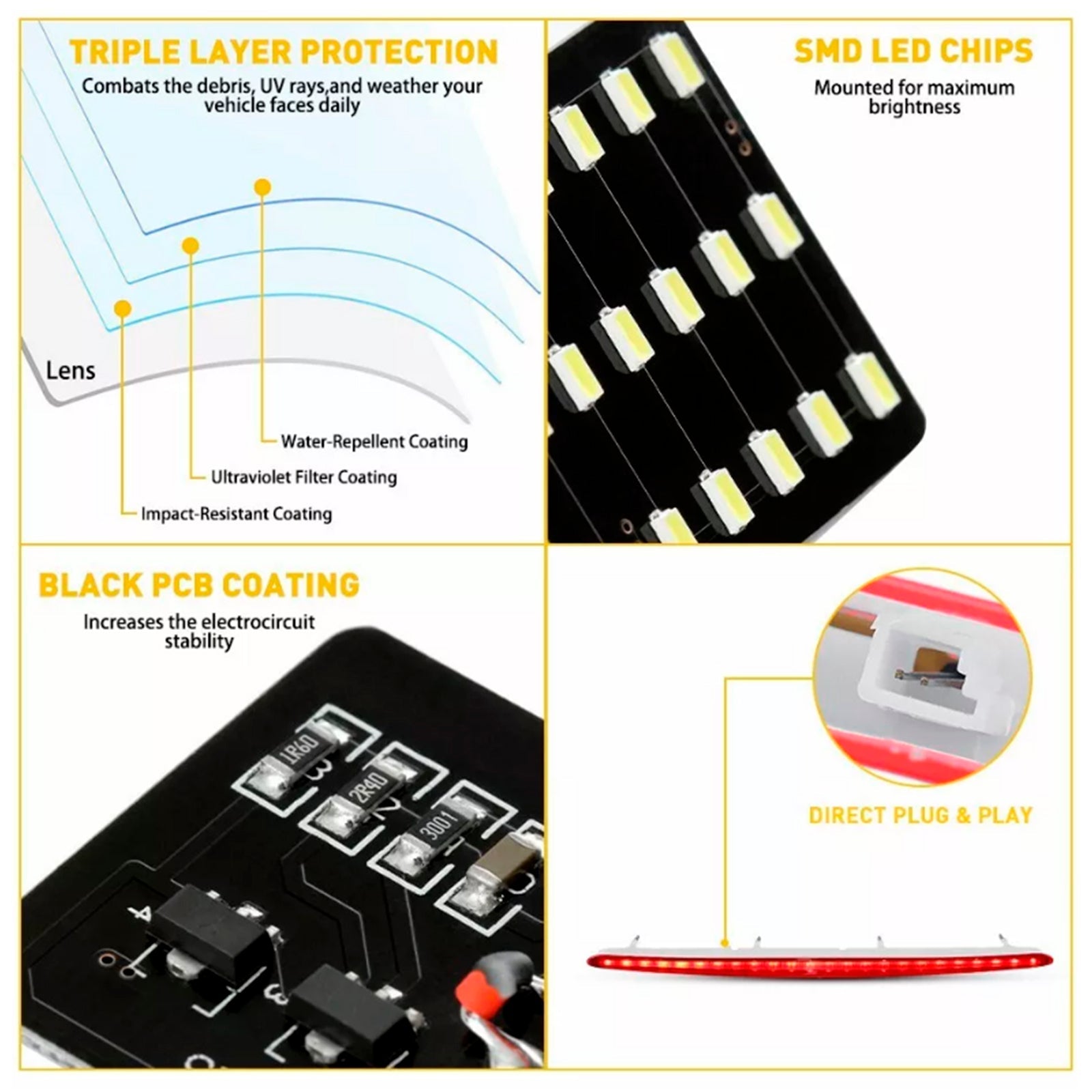 Troisième feu stop rouge 63257164978 pour BMW Série 1 128i 135i M E82 E88
