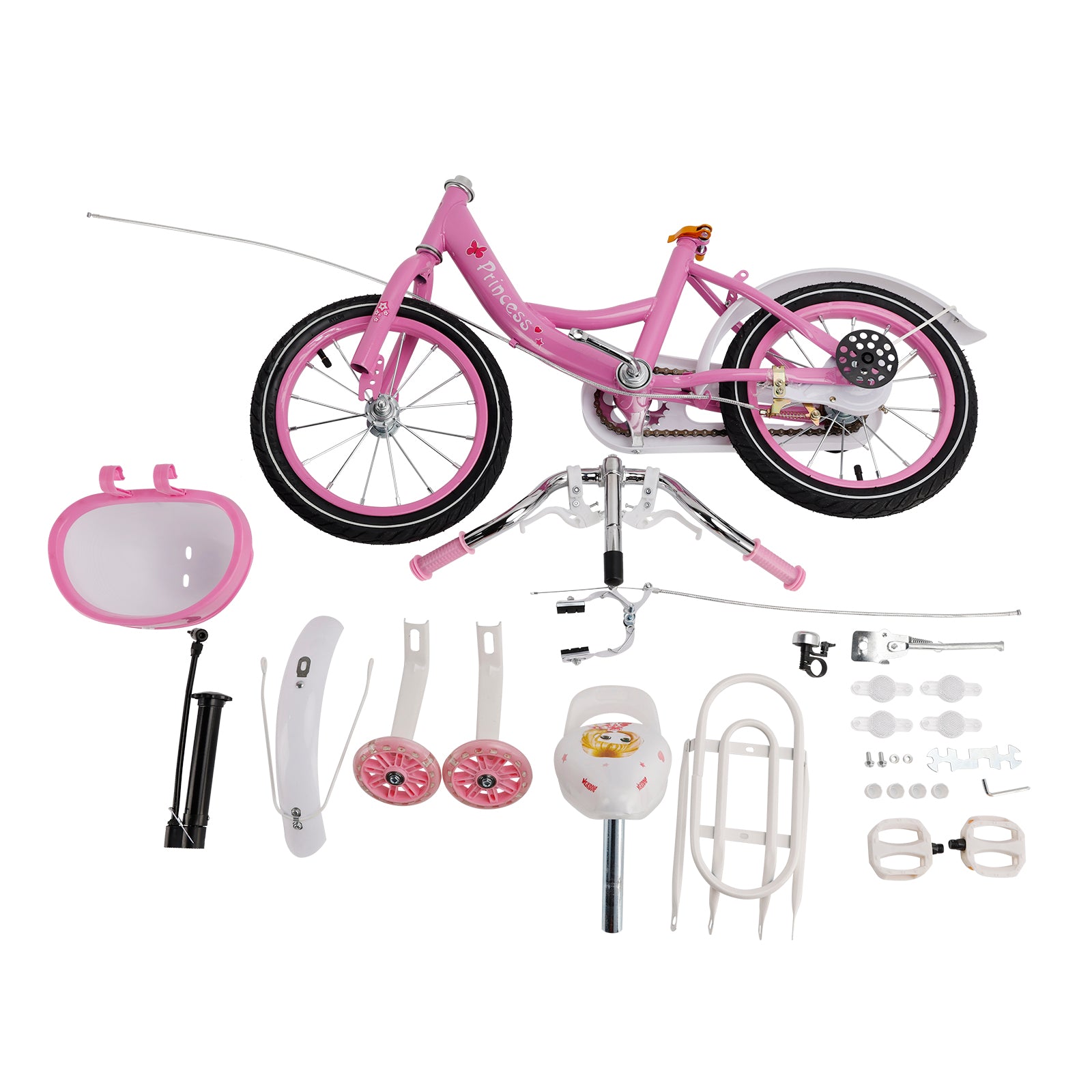 Bicicleta de princesa evolutiva de 18 pulgadas - Manejo ajustable y silla de montar - rosa y morado - Garantía