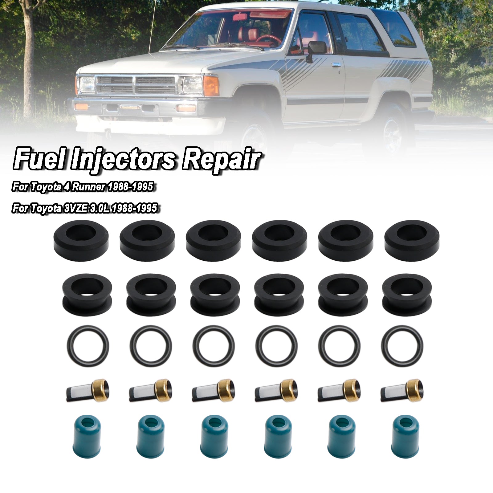 Kit de reparación y reconstrucción de sello de inyector de combustible para camión Toyota 3VZE 3.0L 1988-1995