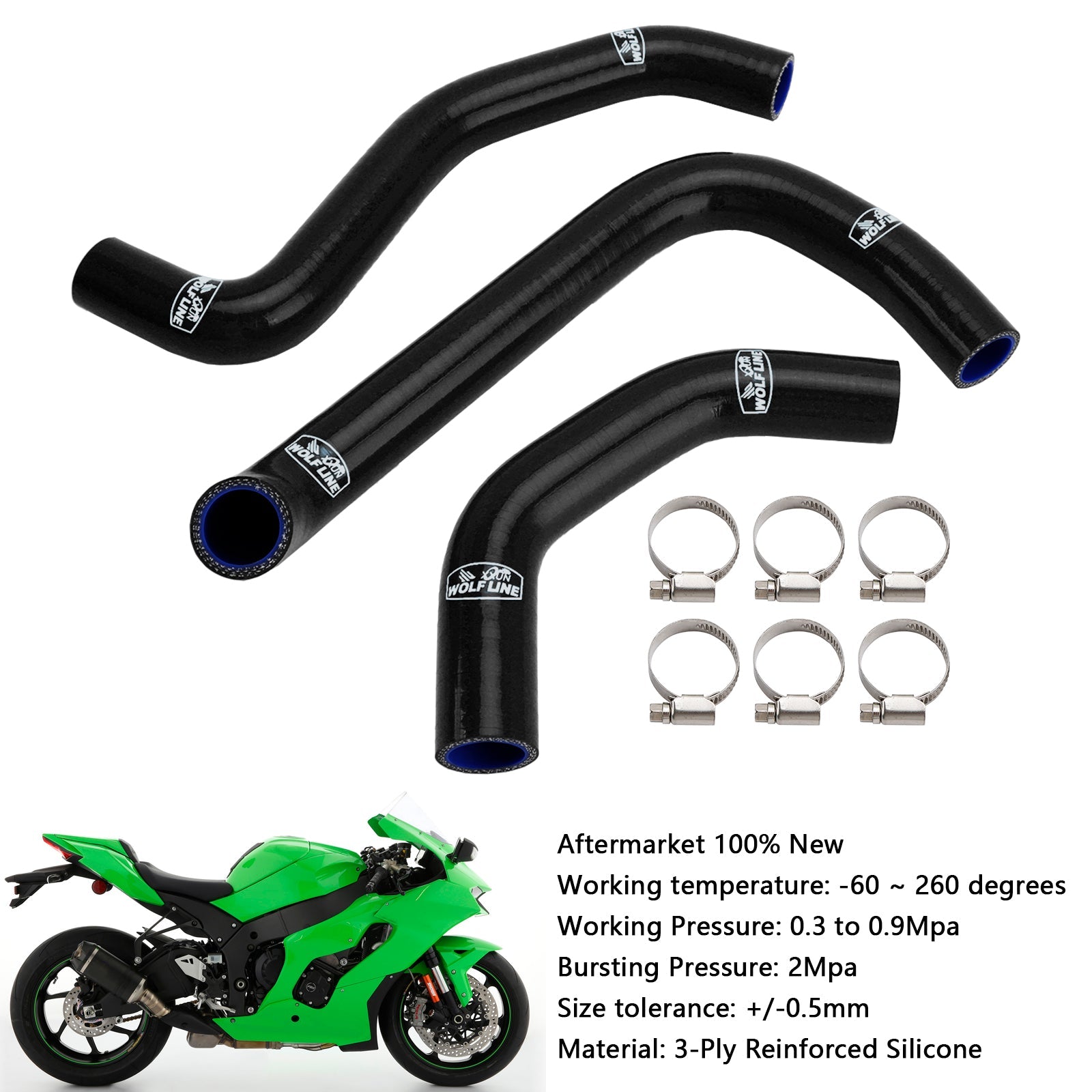 Durite de refroidissement en silicone pour radiateur Kawasaki ZX10R ZX-10RR (2021-2025)