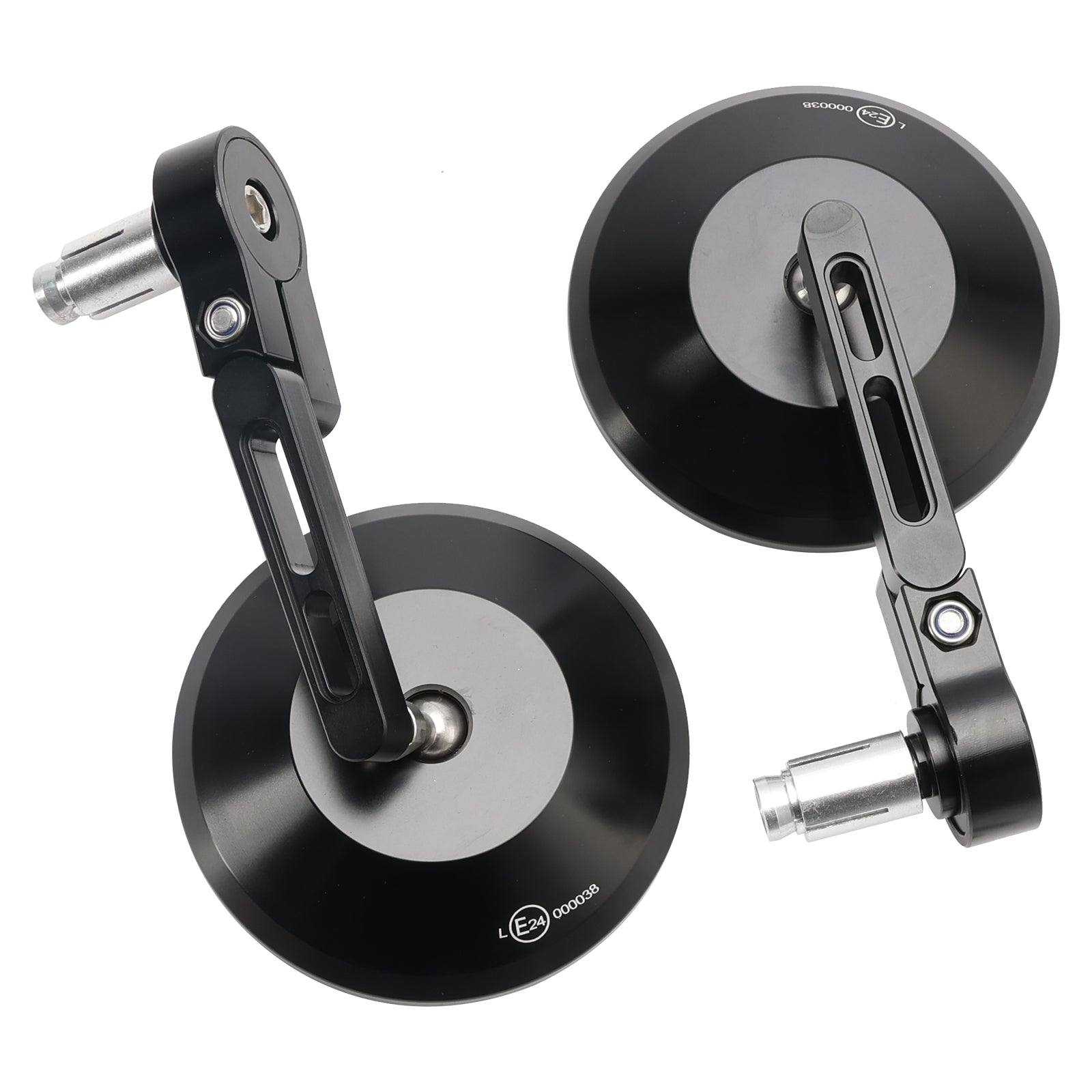 Lustra CNC na końcówki prętów okrągłe, czarne 7/8" Niebieskie szkło