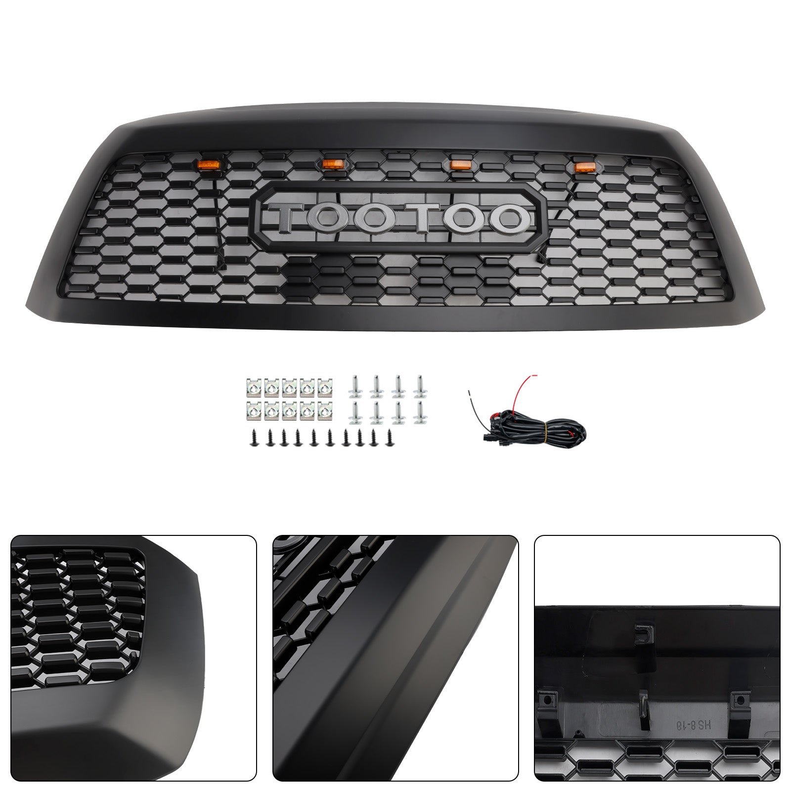 Griglia paraurti anteriore nero opaco con LED per Toyota Sequoia (2008-2018)