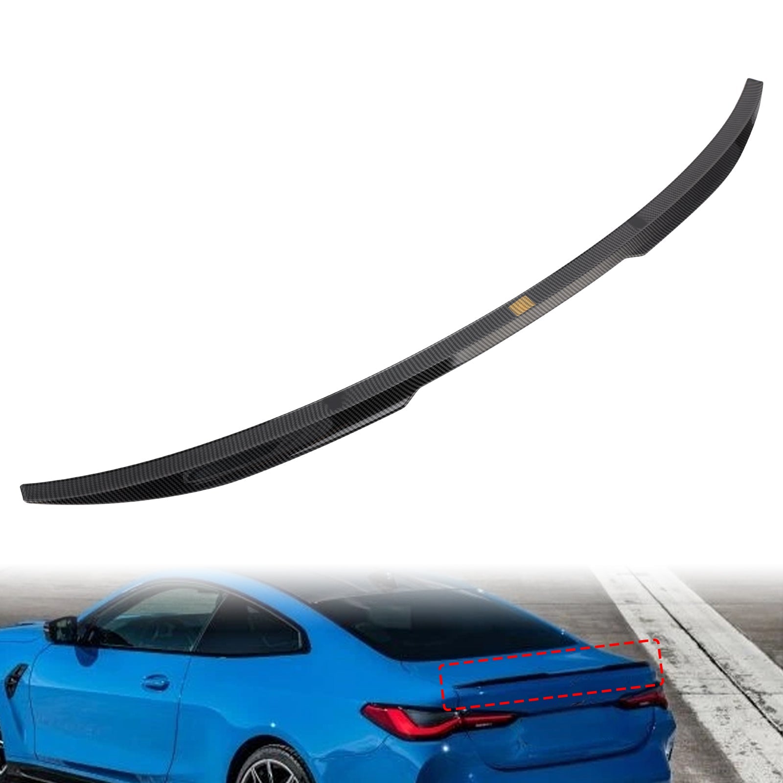 Aileron arrière aspect fibre de carbone pour BMW Série 4 G22 G82 Coupé (à partir de 2020), style M4