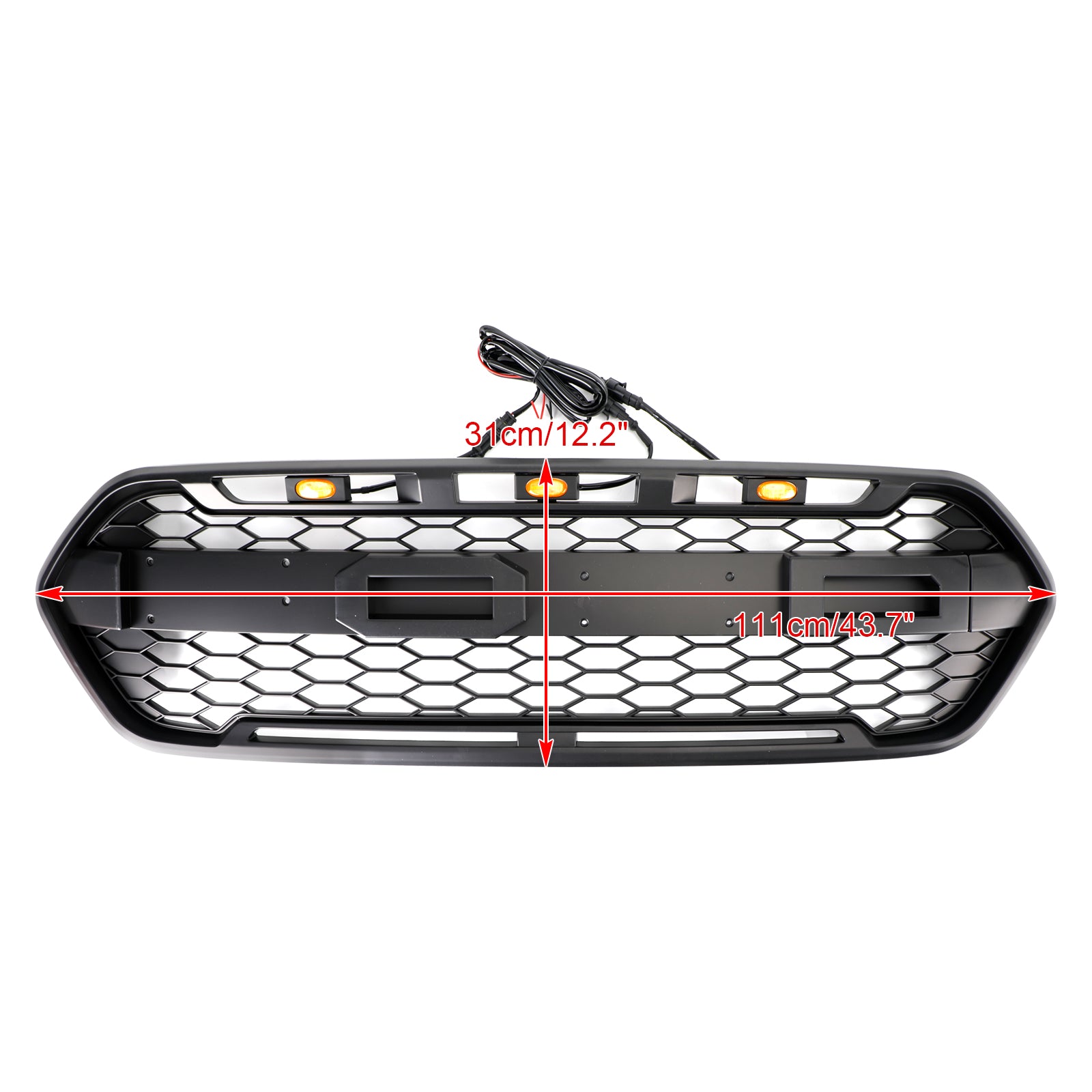 Matte Black Front Bumper Grille pour Ford Transit Custom Trail 2018-2023 W/ 3LED