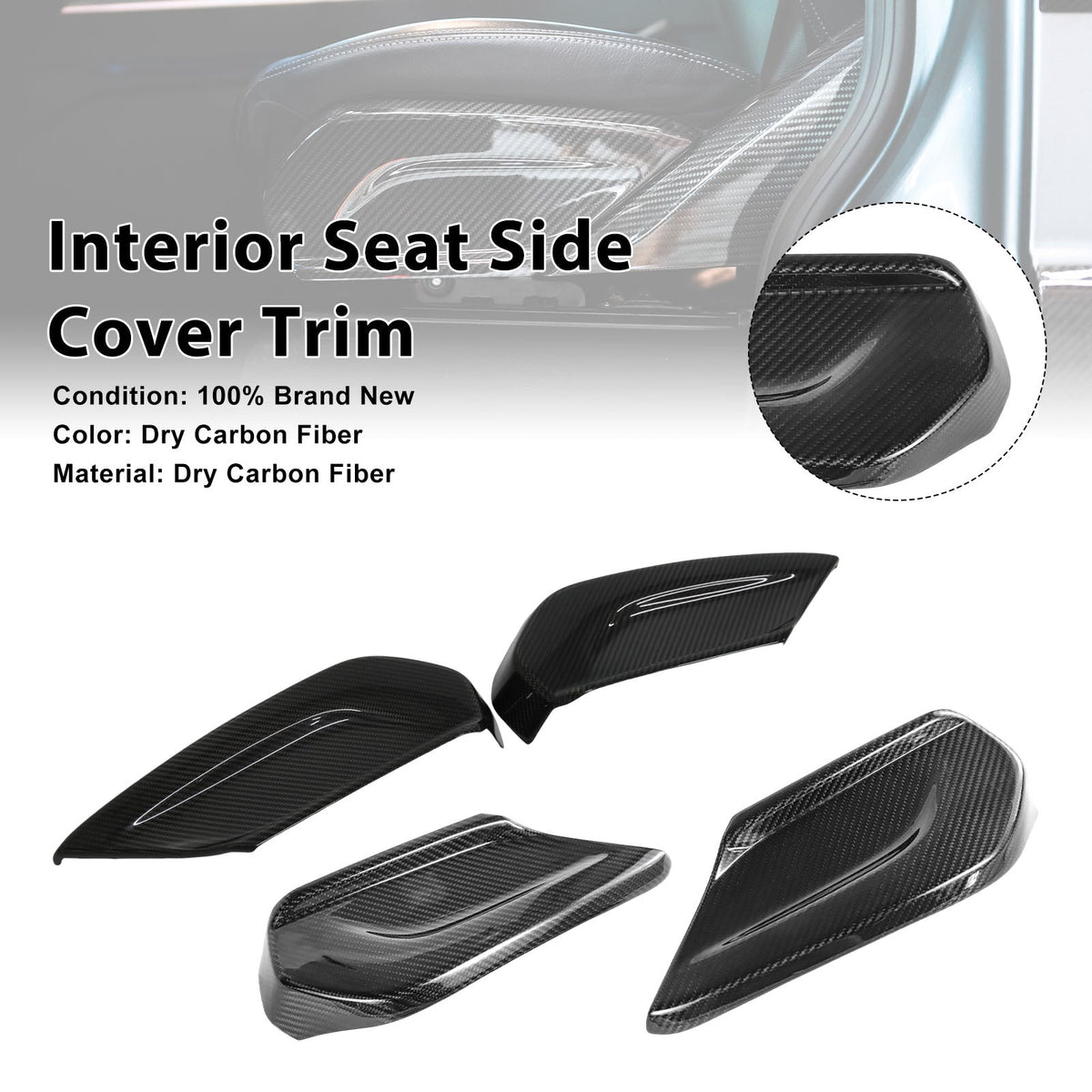 Embellecedor de panel lateral de asiento de fibra de carbono para Mercedes-Benz W464 Y W465 (2019-2026)