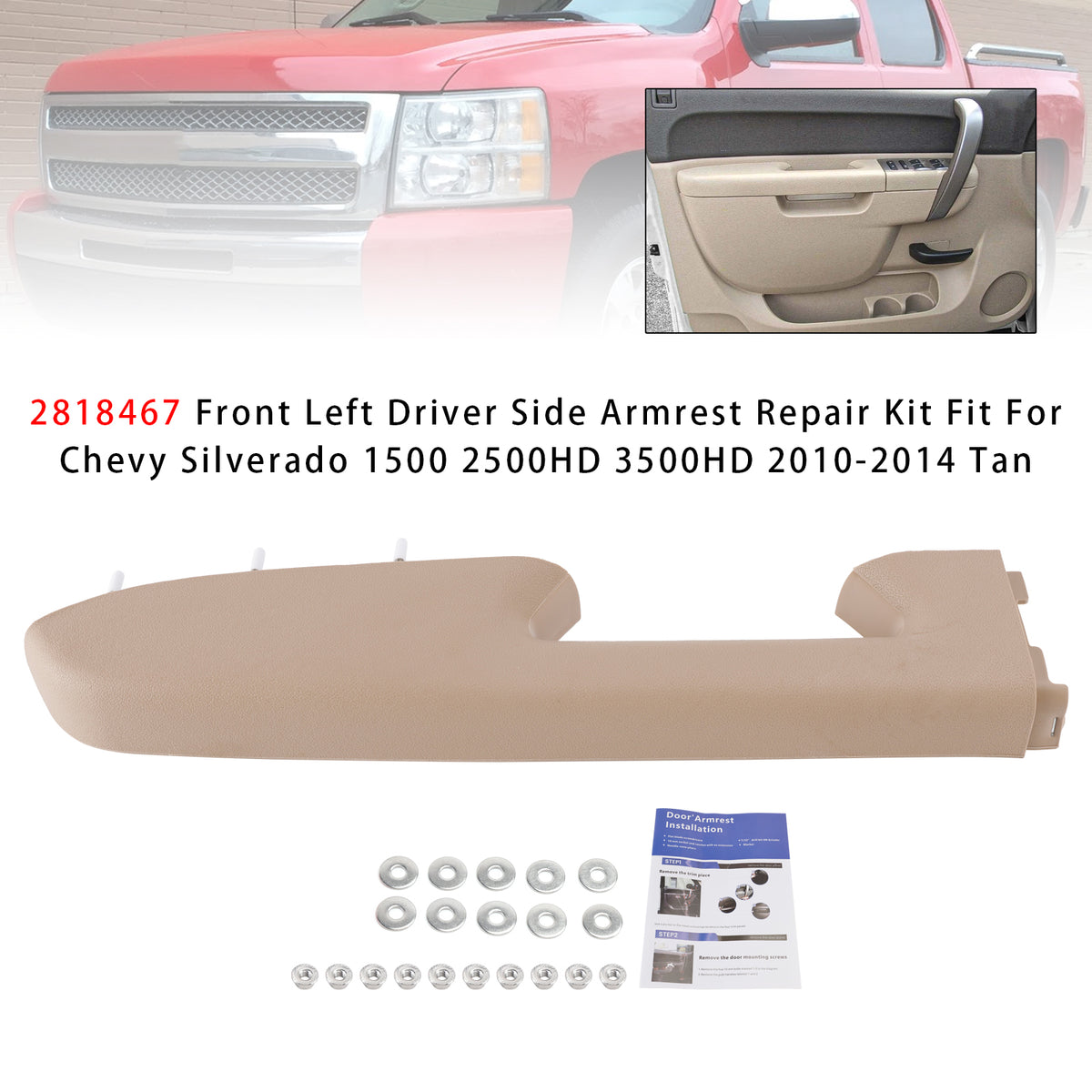 Vasen etukäsinojan korjaussarja, yhteensopiva Chevy Silverado 1500 2500HD 3500HD 10-2014 kanssa