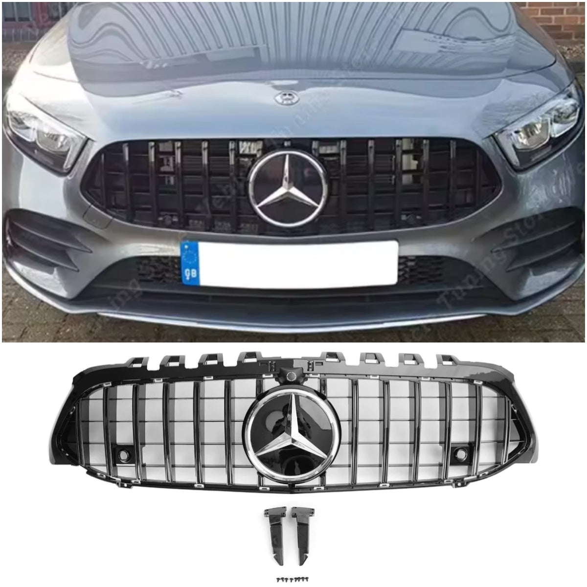 Grille de pare-chocs avant Mercedes Benz Classe A W177 2019-2021 Style GT Noir