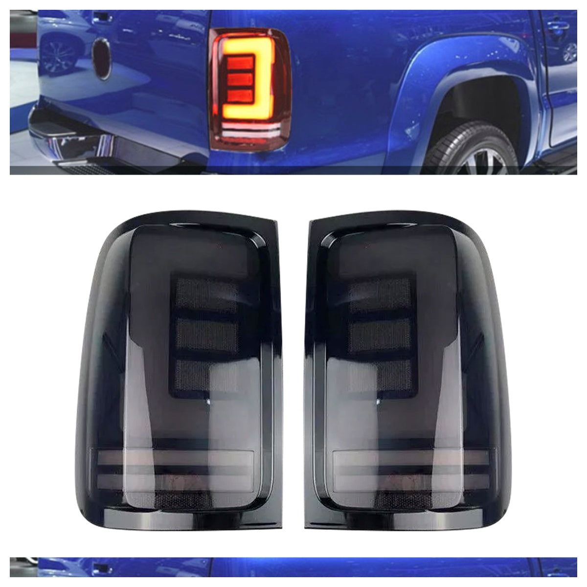 Para tylnych świateł z tylnym prawym i lewym dla VW Amarok V6 2008-2019, wędzone