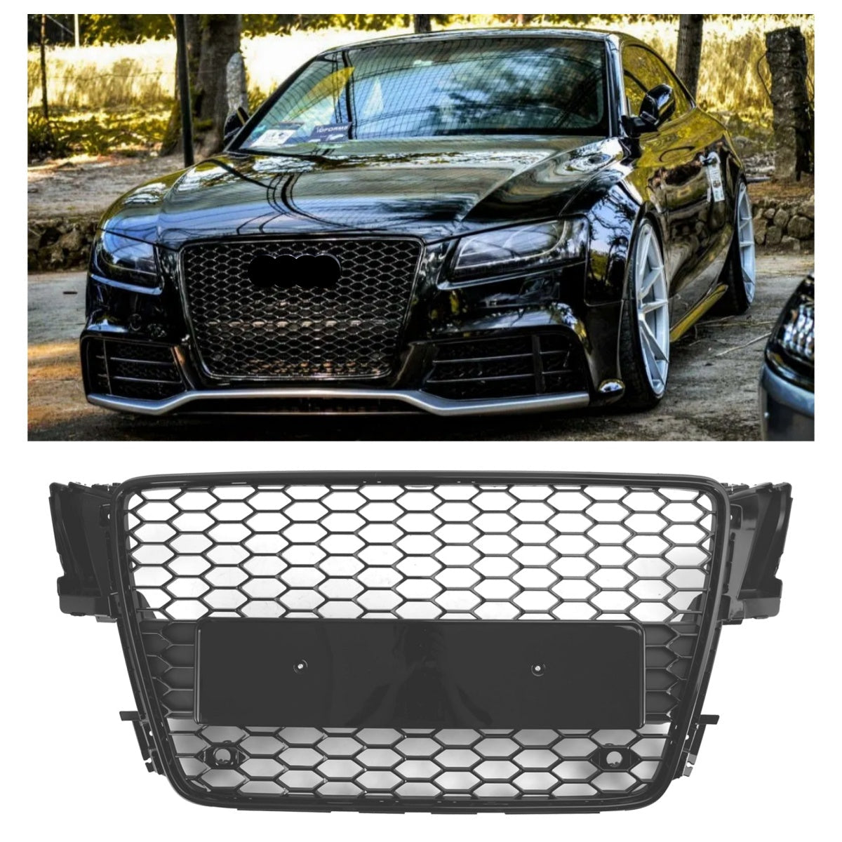 Audi A5 / S5 (B8) 2008-2012 - Calandre sport avant type RS5 à motif nid d'abeilles pour capot