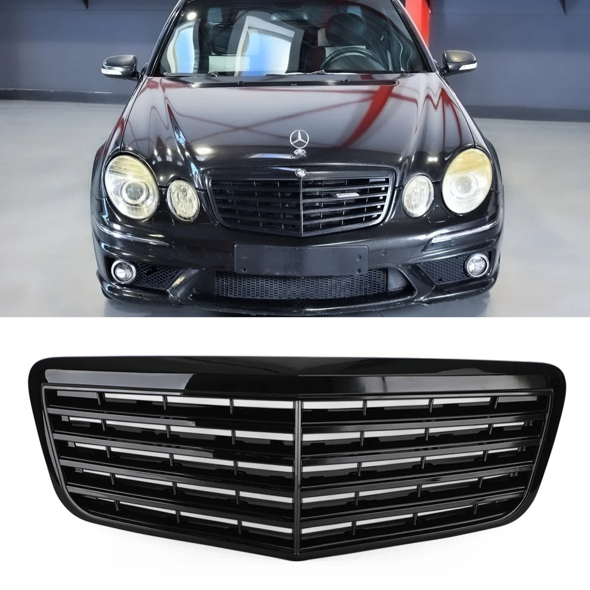 2008 Mercedes Benz W211 E350 500 Grille de pare-chocs avant AMG Noir brillant