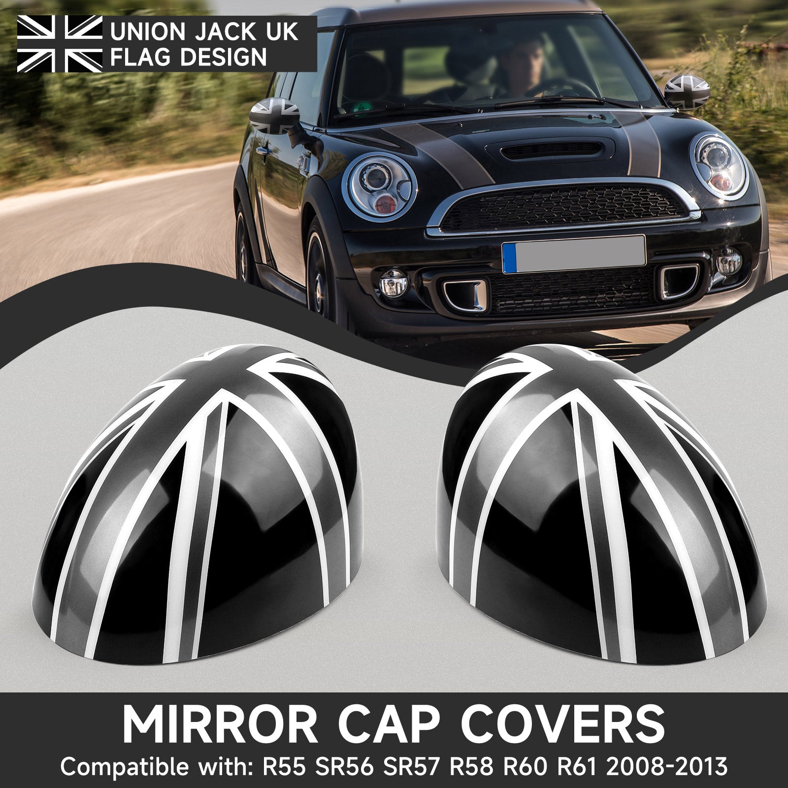 2x Union Jack Wing Lustro dla mini Cooper R55/R56/R60 MURROR