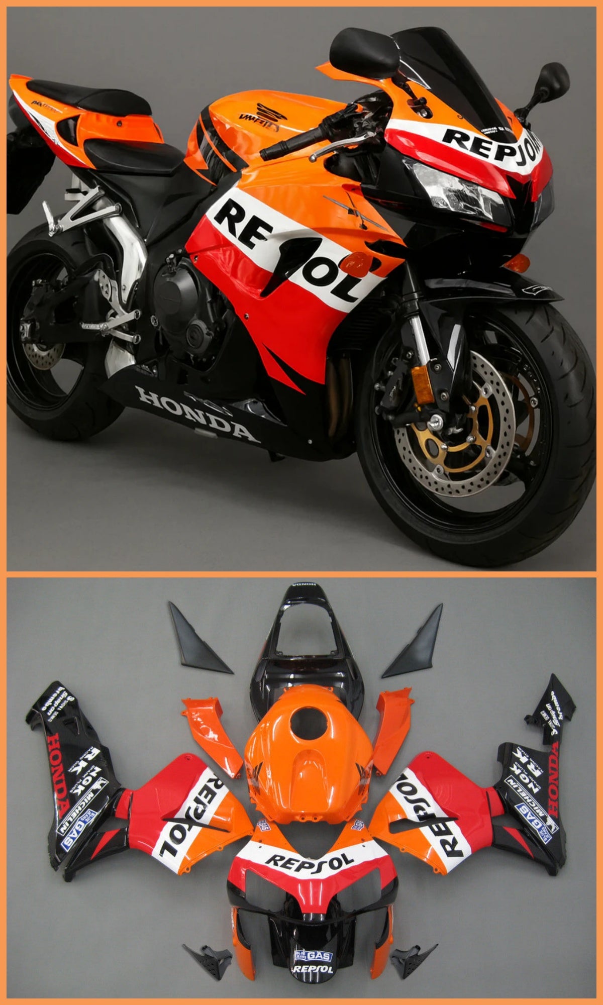 Amotopart dla CBR600RR 2003-2004 Orange Czerwony pomarańczowy sypialnia kwadratowy uformowany przez plastikowe wtryski generyczne